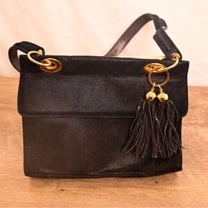 Stuart Weitzman Black Purse with Gold Accents